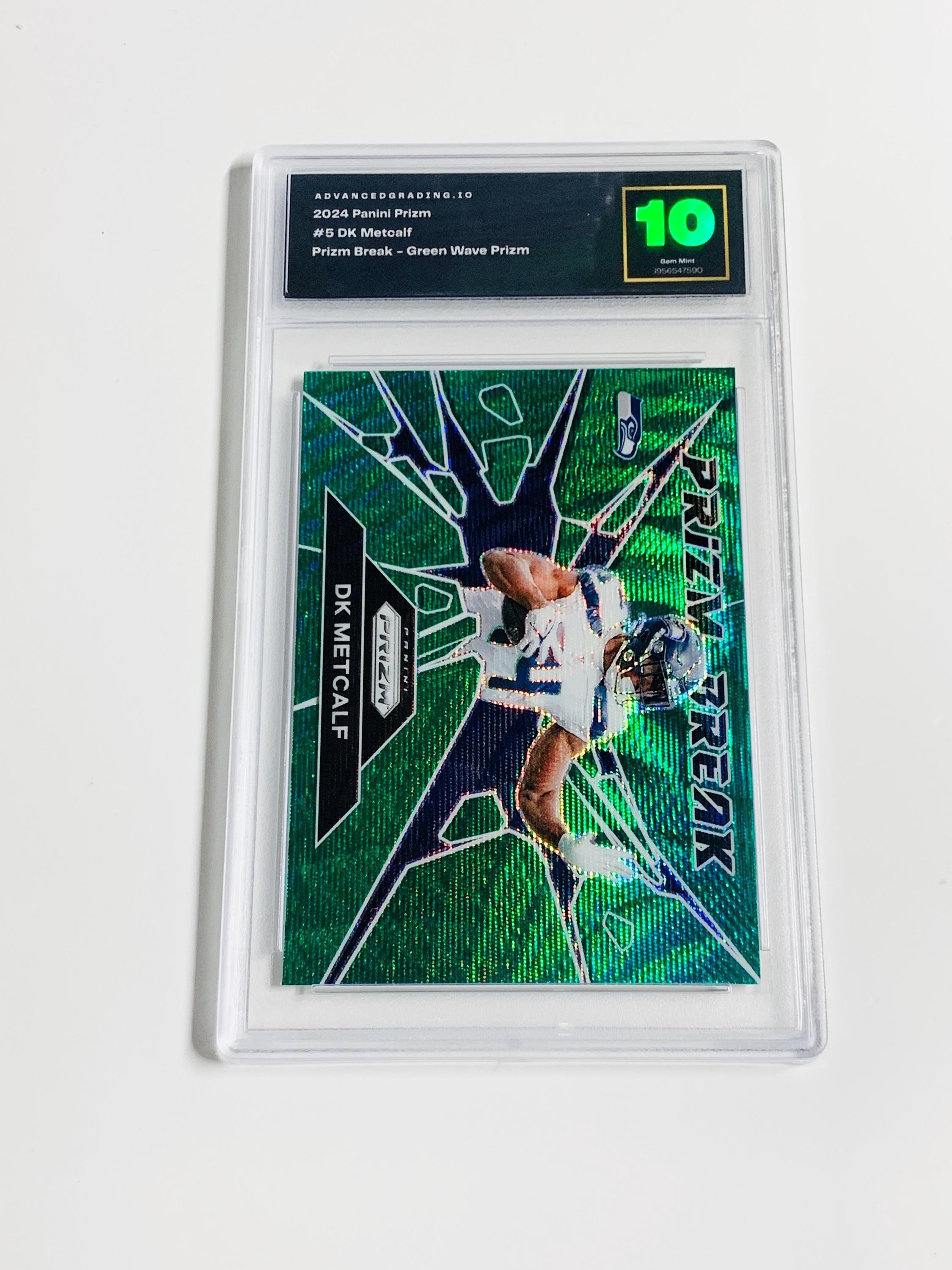 GRADED 10 DK METCALF 2024 Panini Prizm Prizm Break - Green Wave