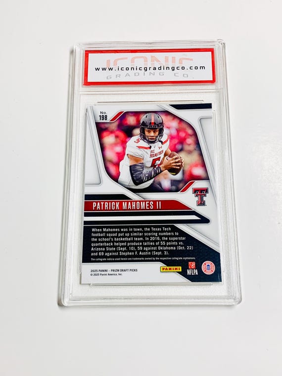 GRADED 10 PATRICK MAHOMES 2025 Prizm Draft Picks #198 Kansas City Chiefs  Pristine Card