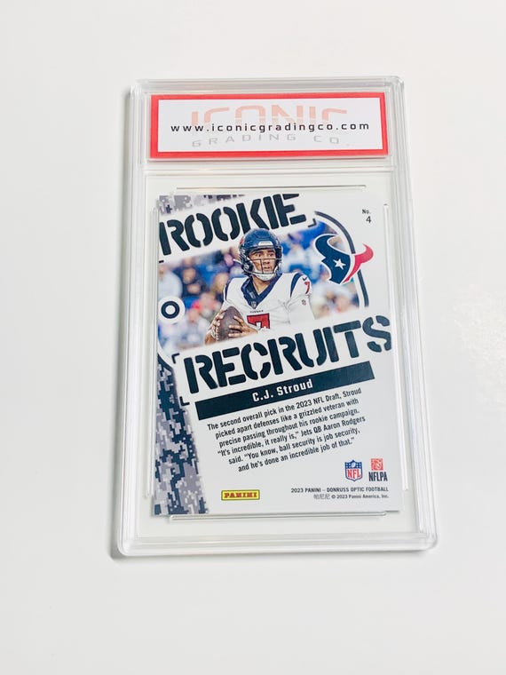 cj stroud graded card 2023 Panini Mosaic Nfl Debut Nd3 Reactive Yellow PSA 9 comes encapsulated in a tamper NFL Houston Texans 2023 Panini