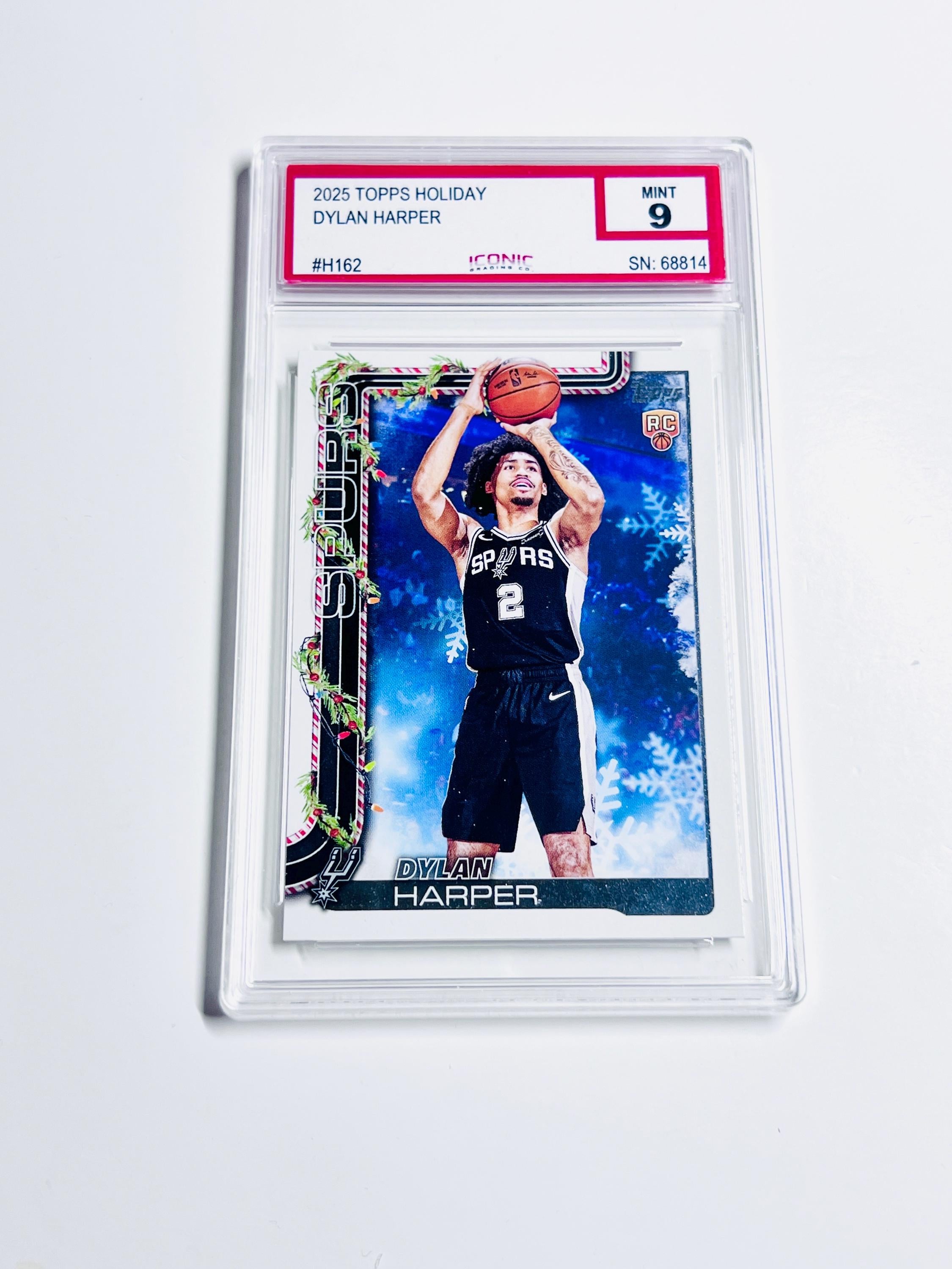 GRADED DYLAN HARPER Rookie Card 2025 Topps Holiday #H162 Spurs 