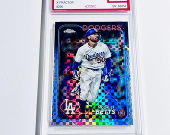 GRADED 10 MOOKIE BETTS 2024 Topps Chrome X-Fractor #296 “World Series Champs” Los Angeles Dodgers Pristine Card