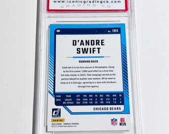GRADED 10 D'ANDRE SWIFT 2024 Donruss No Name Variation Holo #184
