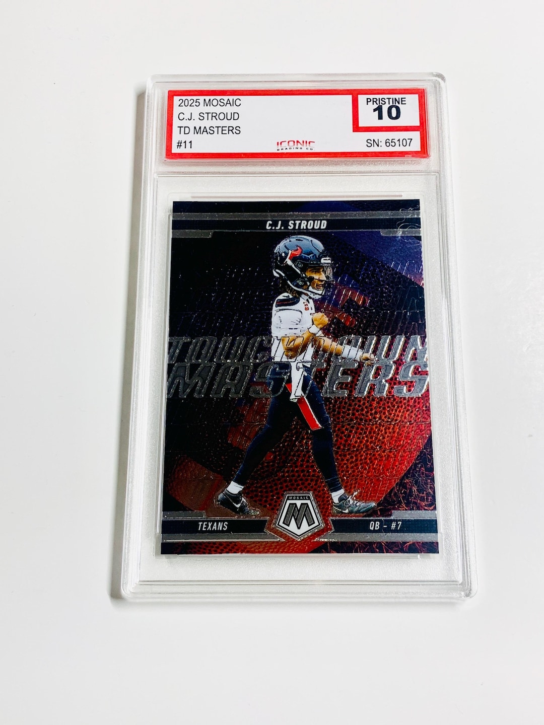 GRADED 10 CJ STROUD 2025 Mosaic Touchdown Masters #11 Houston