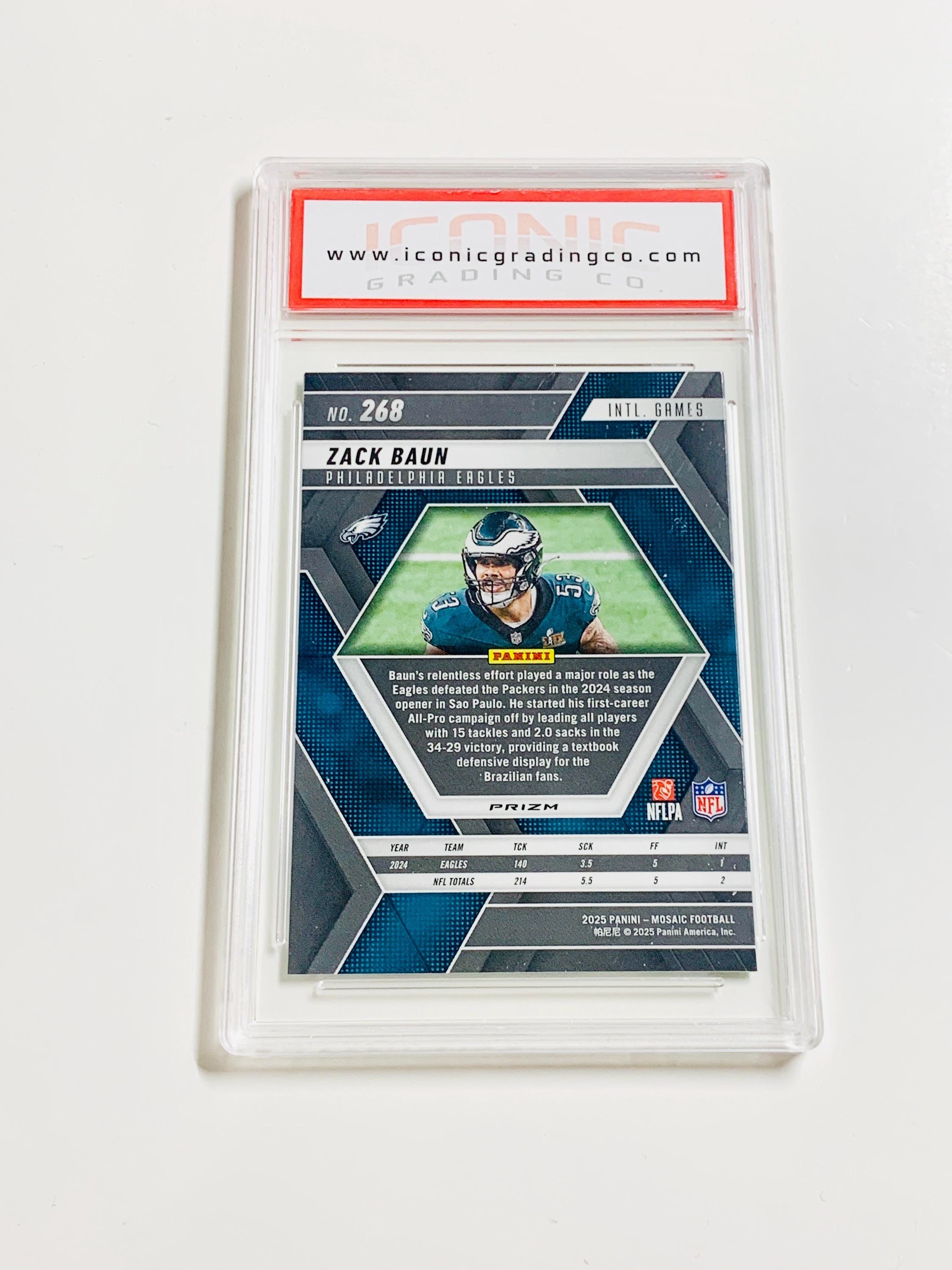 GRADED 10 ZACK BAUN 2025 Mosaic Brazil Games - Green Mosaic Prizm