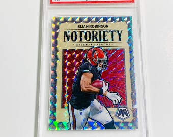 CALIFICADO 10 BIJAN ROBINSON 2024 Mosaic Notoriety - Tarjeta impecable Silver Mosaic Prizm n.° 11 Atlanta Falcons