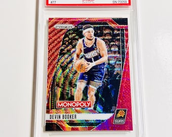 CALIFICADO 10 DEVIN BOOKER 2024 Prizm Monopoly Red Wave Prizm #77 Phoenix Suns Tarjeta impecable
