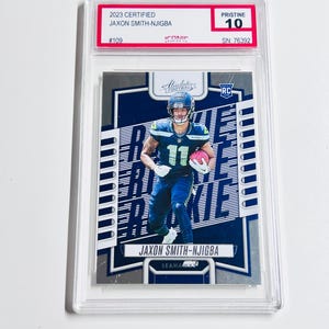 GRADED 10 JAXON SMITH-Njigba Rookie Card 2023 Absolute #109 “Jsn” Seattle Seahawks Pristine Card