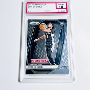 GRADED 10 STEPHON CASTLE Rookie Card 2024 Prizm Monopoly #75 San Antonio Spurs Pristine Card image 1