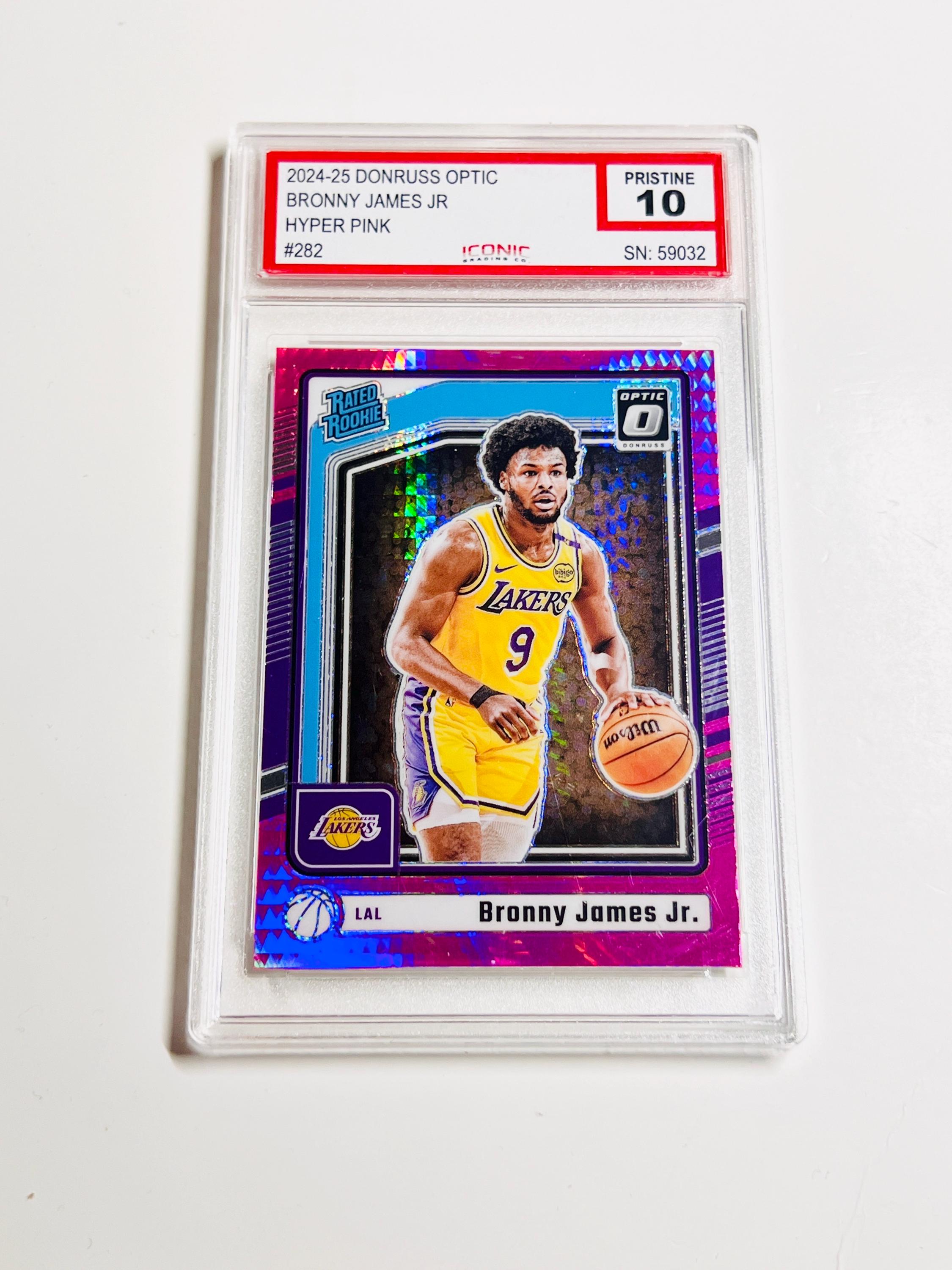 GRADED 10 BRONNY JAMES Jr. Rookie Card 2024 Donruss Optic Hyper