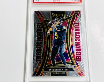 CALIFICACIÓN 10 Tarjeta de novato de JAYDEN DANIELS 2024 Select Turbocharged #12 Tarjeta impecable de Washington Commanders