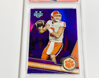 Tarjeta de novato PSA CADE KLUBNIK 2023 Bowman U Chrome Purple Refractor Clemson Graded
