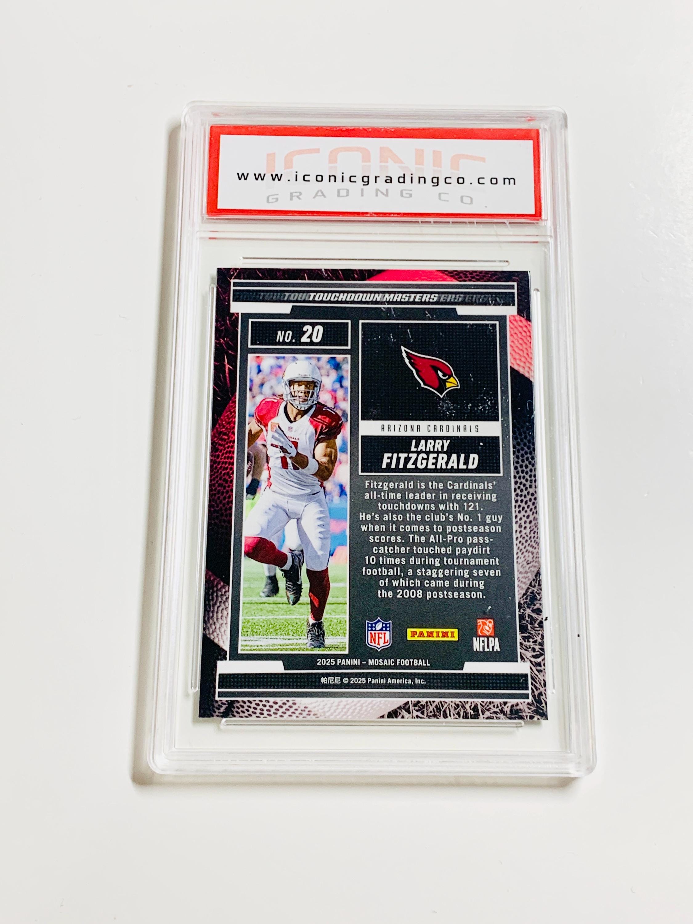 GRADED 10 LARRY FITZGERALD 2025 Mosaic Touchdown Masters #20