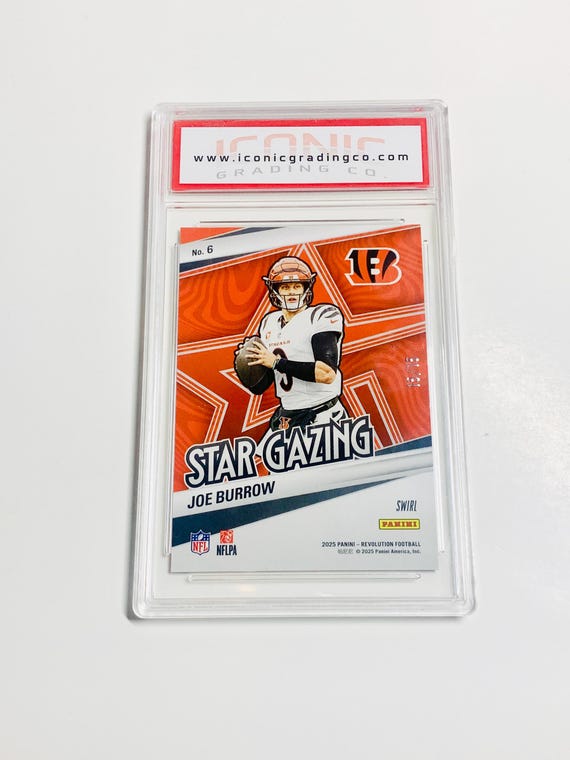 GRADED 10 JOE BURROW Limited Edition /15 2025 Revolution Star Gazing - Blue  #6 Cincinnati Bengals Pristine Card