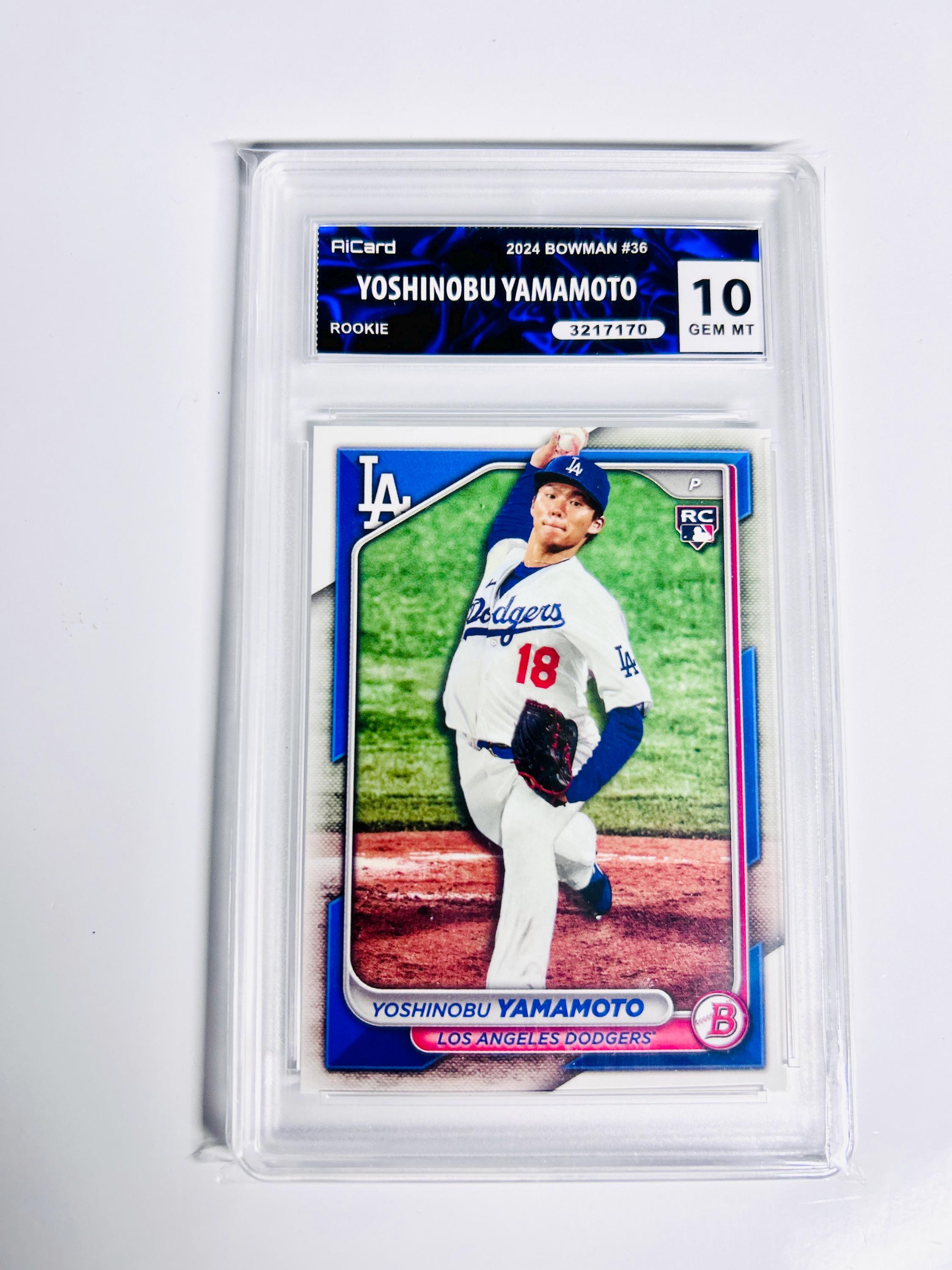 GRADED 10 YOSHINOBU YAMAMOTO Rookie Card 2024 Bowman Los Angeles 