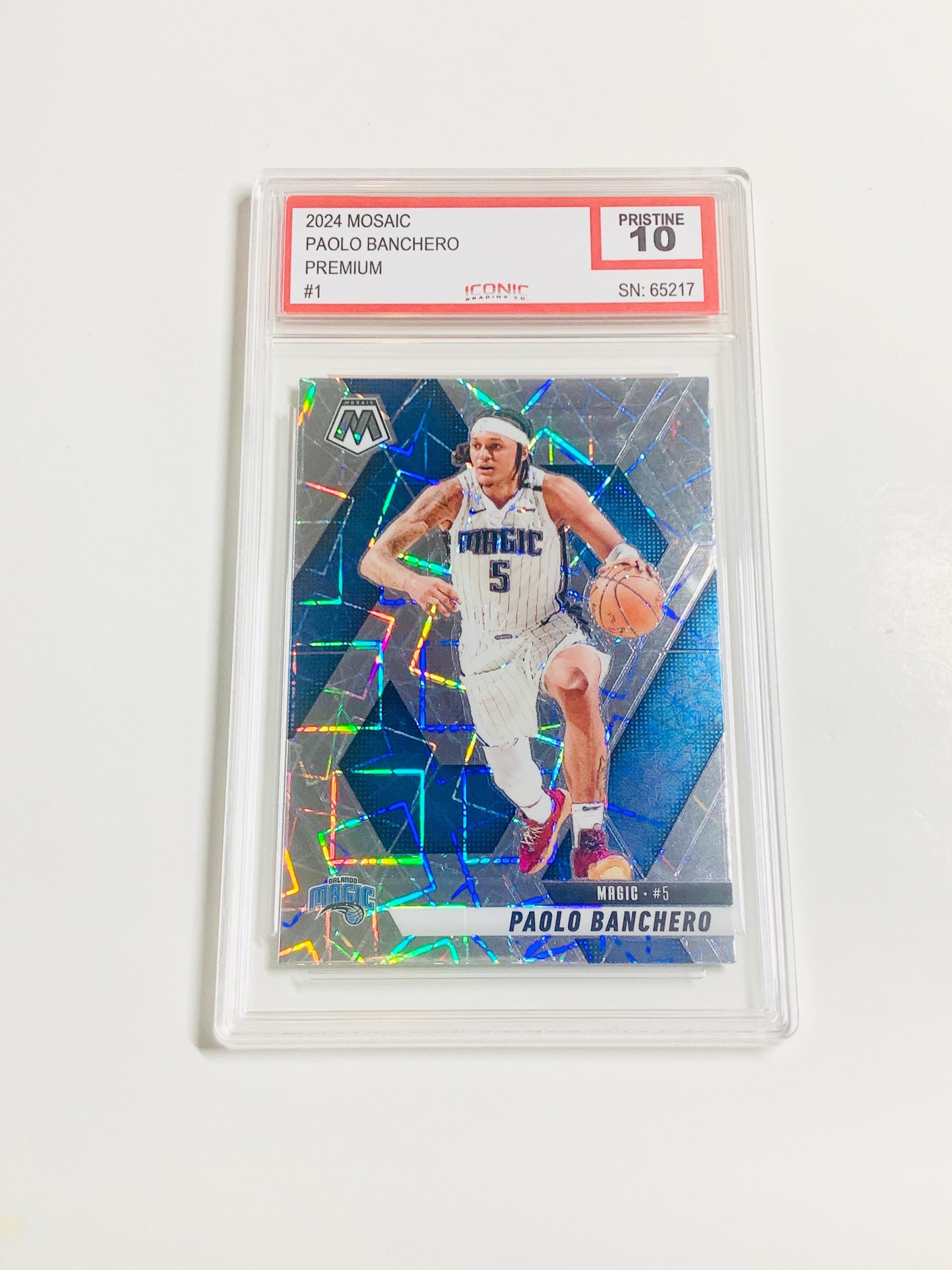GRADED 10 PAOLO BANCHERO 2024 Mosaic Premium Lazer #1 Orlando