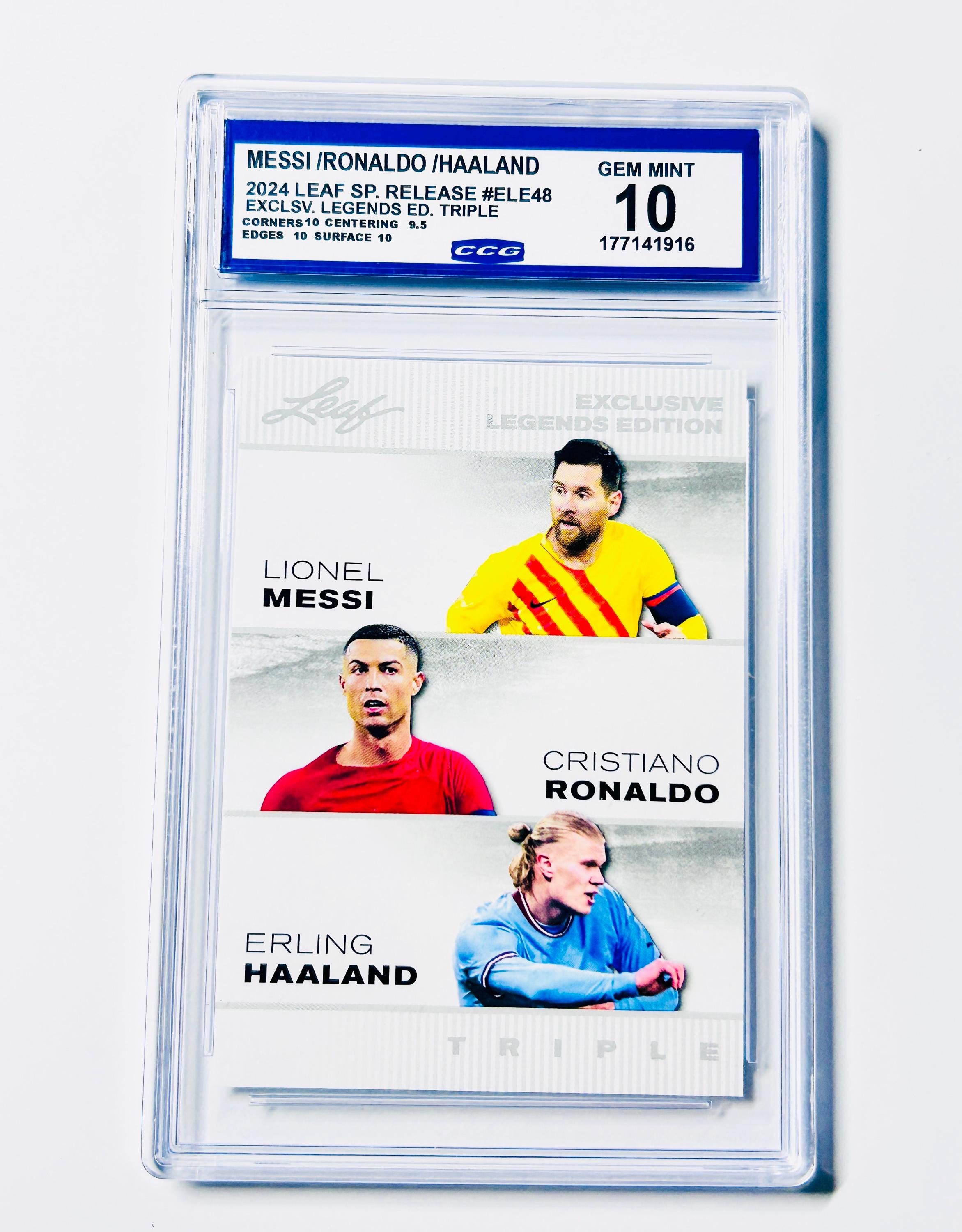 GRADED 10 Lionel MESSI / Cristiano RONALDO / Erling Haaland 2024