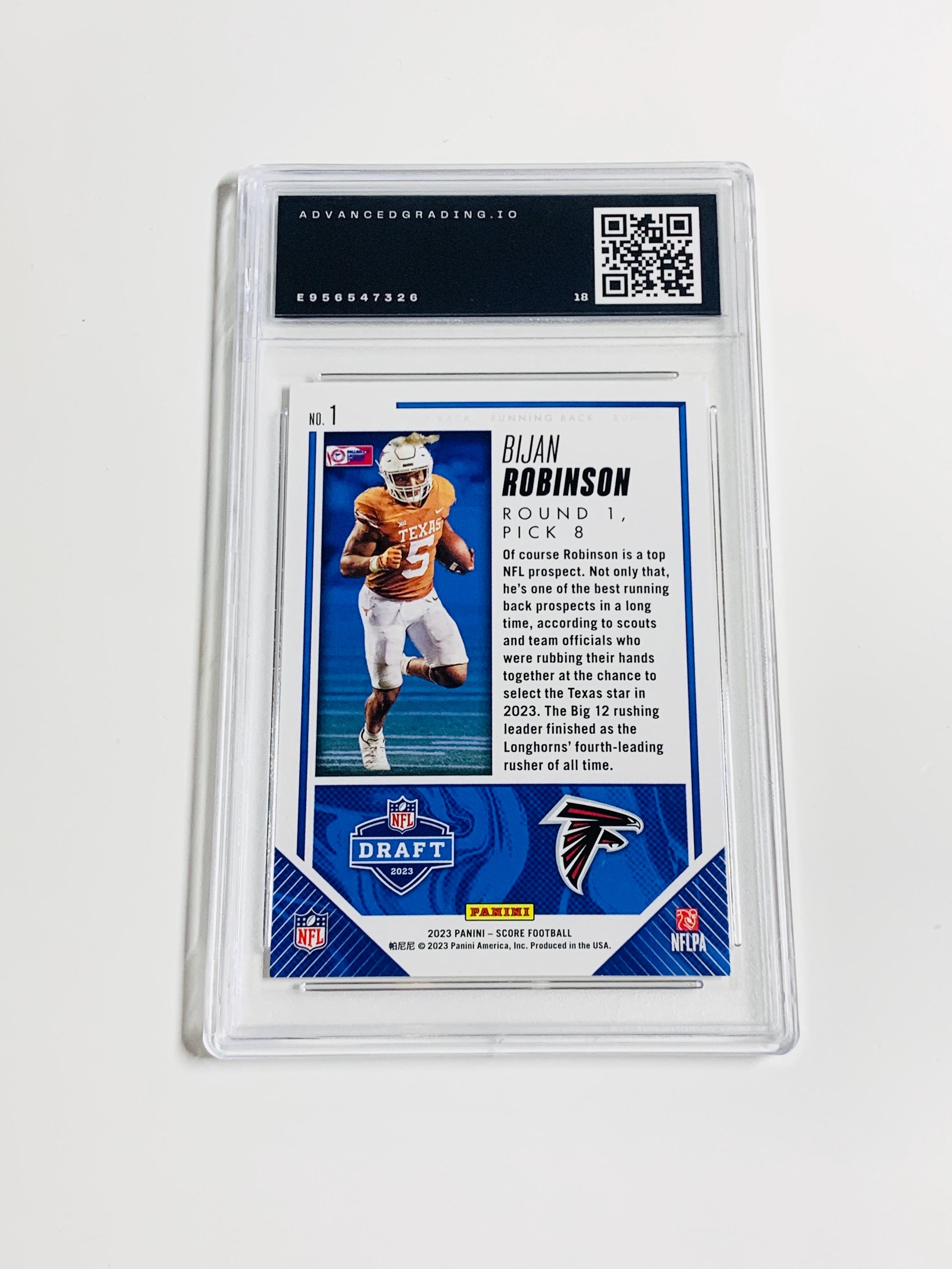 GRADED 10 BIJAN ROBINSON Rookie Card 2023 Score Nfl Draft #1