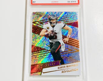 GRADED 10 BAKER MAYFIELD 2025 Revolution Rainbow Shimmer #87 Tampa Bay Buccaneers Pristine Card