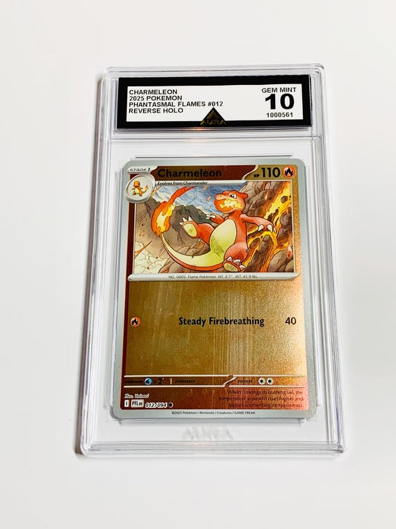 charmeleon holographic pokemon card GRADED 10 CHARMELEON Reverse Holo 012/094 Phantasmal Flames Pokemon TCG Gem  Mint