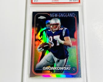 GRADED 10 ROB GRONKOWSKI 2024 Topps Chrome Refractor #121 “Gronk” New England Patriots Pristine Card