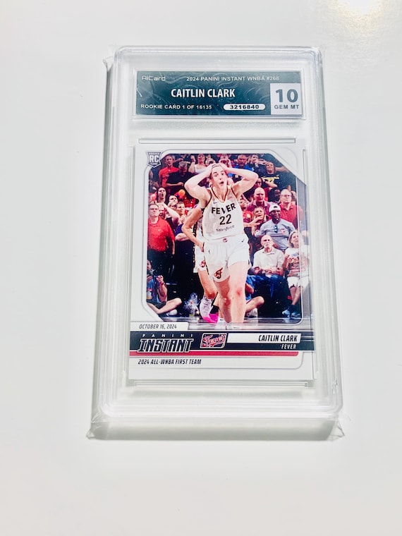 caitlin clark rookie card graded 10 180 RC 2024 Panini Instant Indiana Fever 2024 PANINI PRIZM WNBA GRADED 10 CAITLIN CLARK Sold
