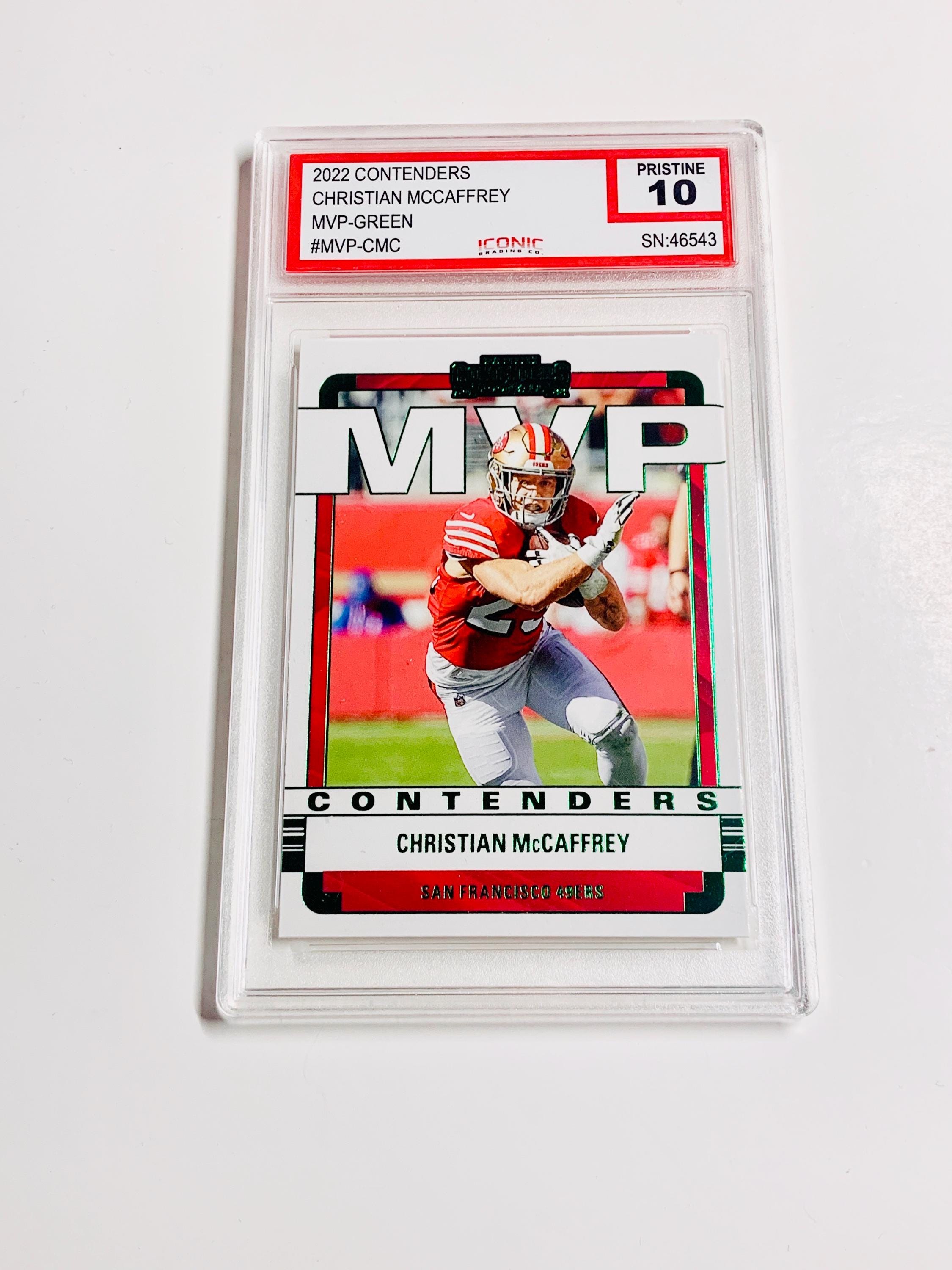 GRADED 10 CHRISTIAN Mccaffrey 2022 Panini Contenders Mvp - Green