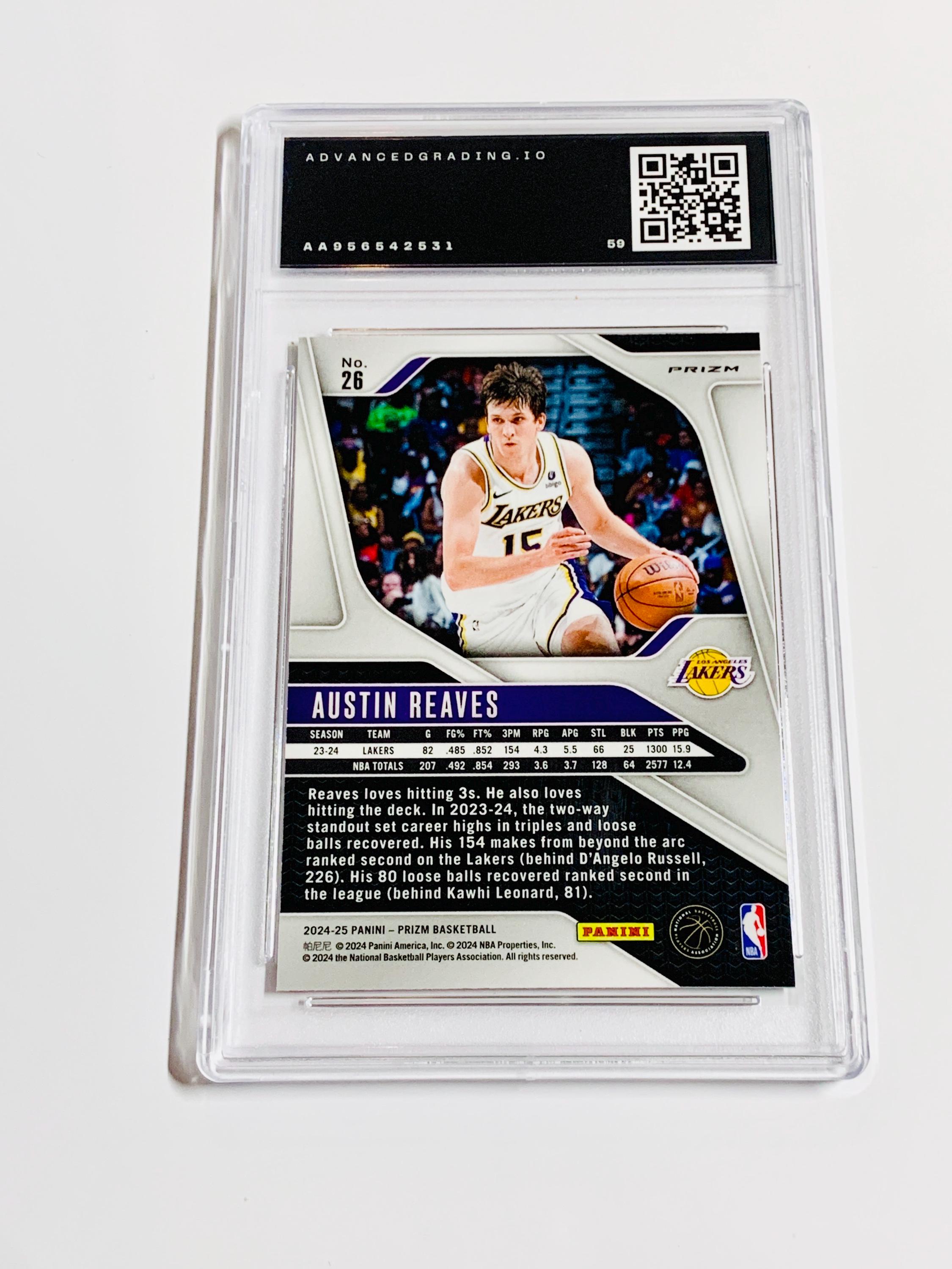 GRADED 10 AUSTIN REAVES 2024 Prizm Red Sparkle Sp Short Print #26 