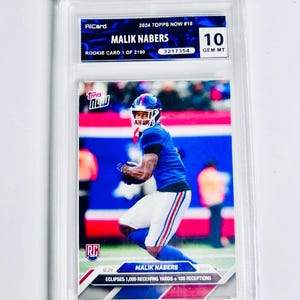 GRADED 10 MALIK NABERS Ausverkauft Exklusiv Online Limitierte Edition 1 Von 2190 Rookie Karte 2024 Topps Now #18 New York Giants Gem Mint