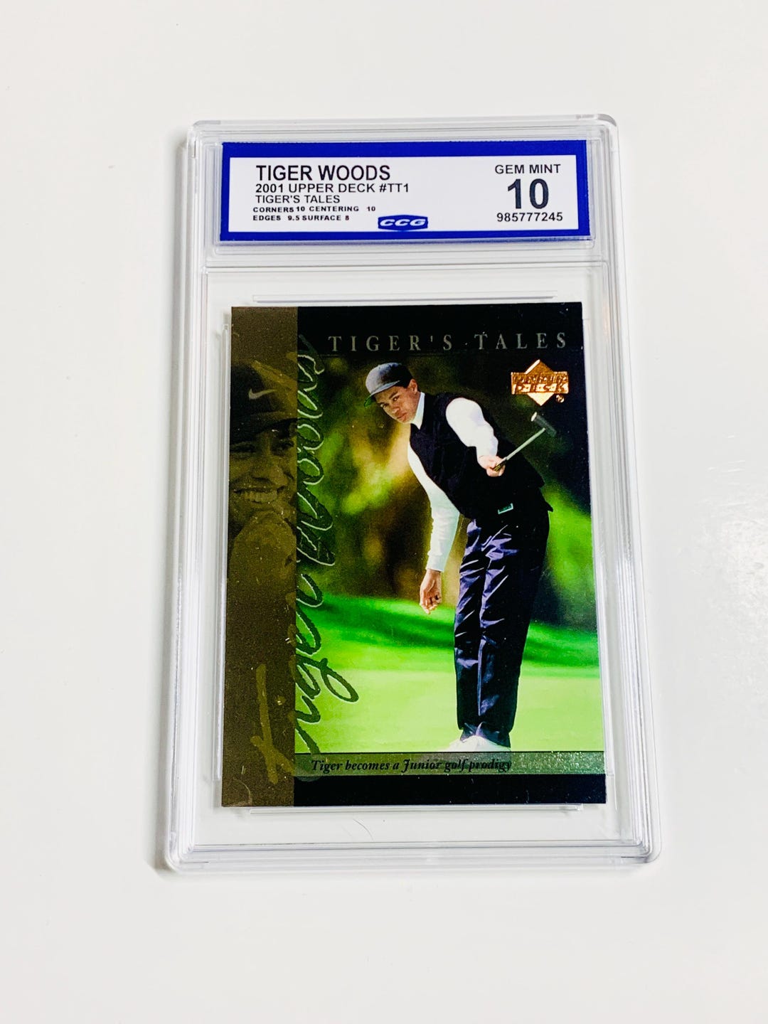 GRADED 10 TIGER WOODS Rookie Card 2001 Upper Deck Tiger's Tales