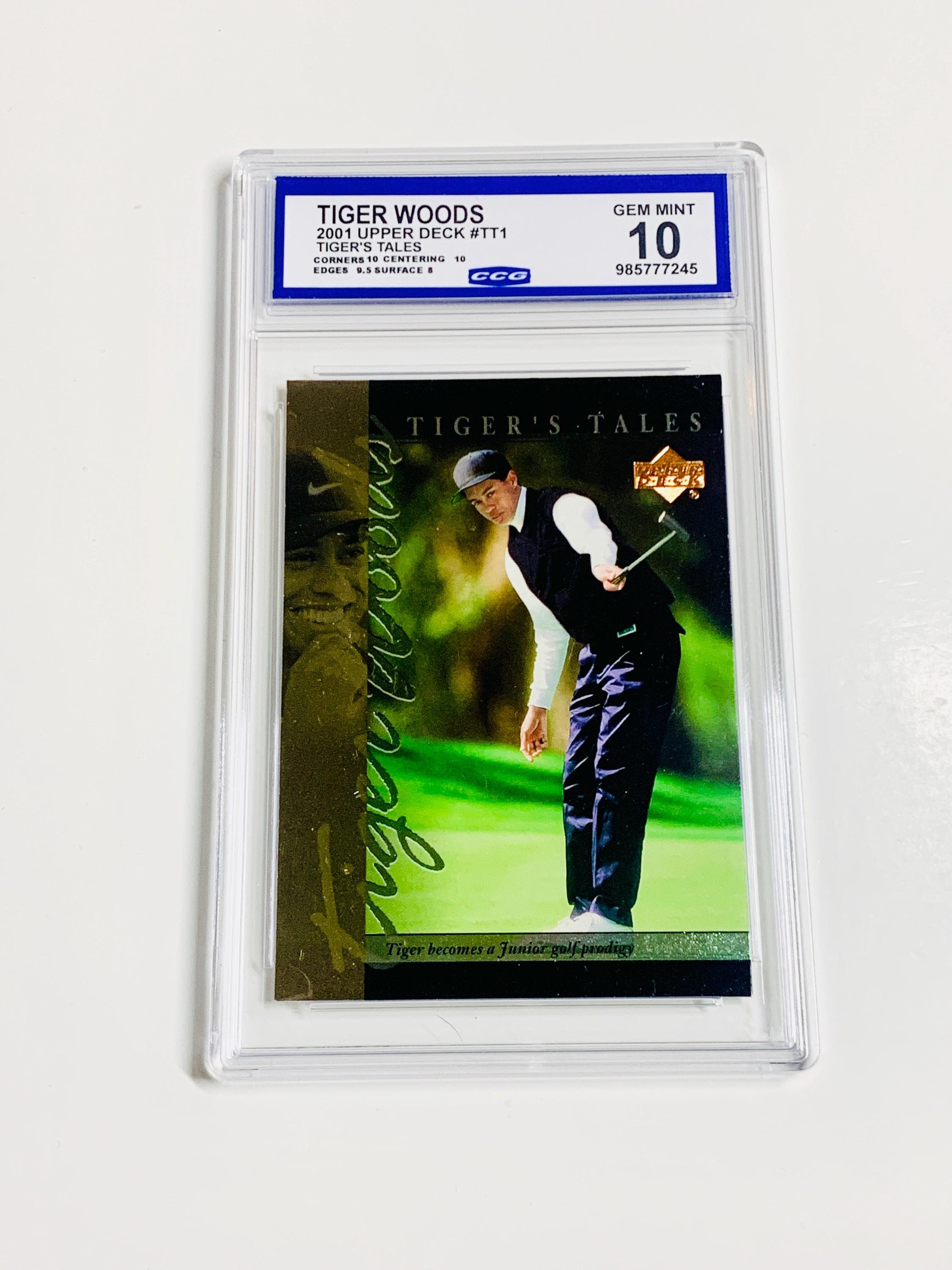 GRADED 10 TIGER WOODS Rookie Card 2001 Upper Deck Tiger's Tales