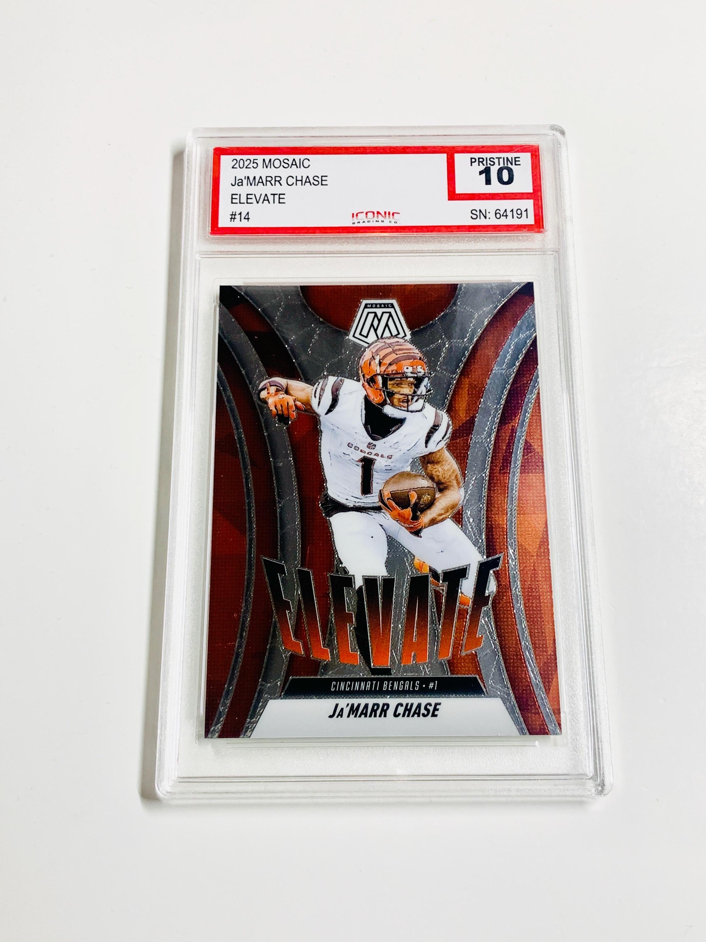 GRADED 10 Ja'marr CHASE 2025 Mosaic Elevate #14 Cincinnati Bengals
