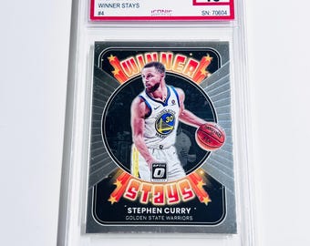 GRADED 10 STEPHEN CURRY 2021 Donruss Optic Winner Stays #4 Golden State Warriors Pristine Card
