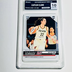 GRADED 10 2024 Panini Instant CAITLIN CLARK Rookie Card "stelt koortsrecord met 13 assists" Limited Edition 1 van 3892 edelstenen mintgroen