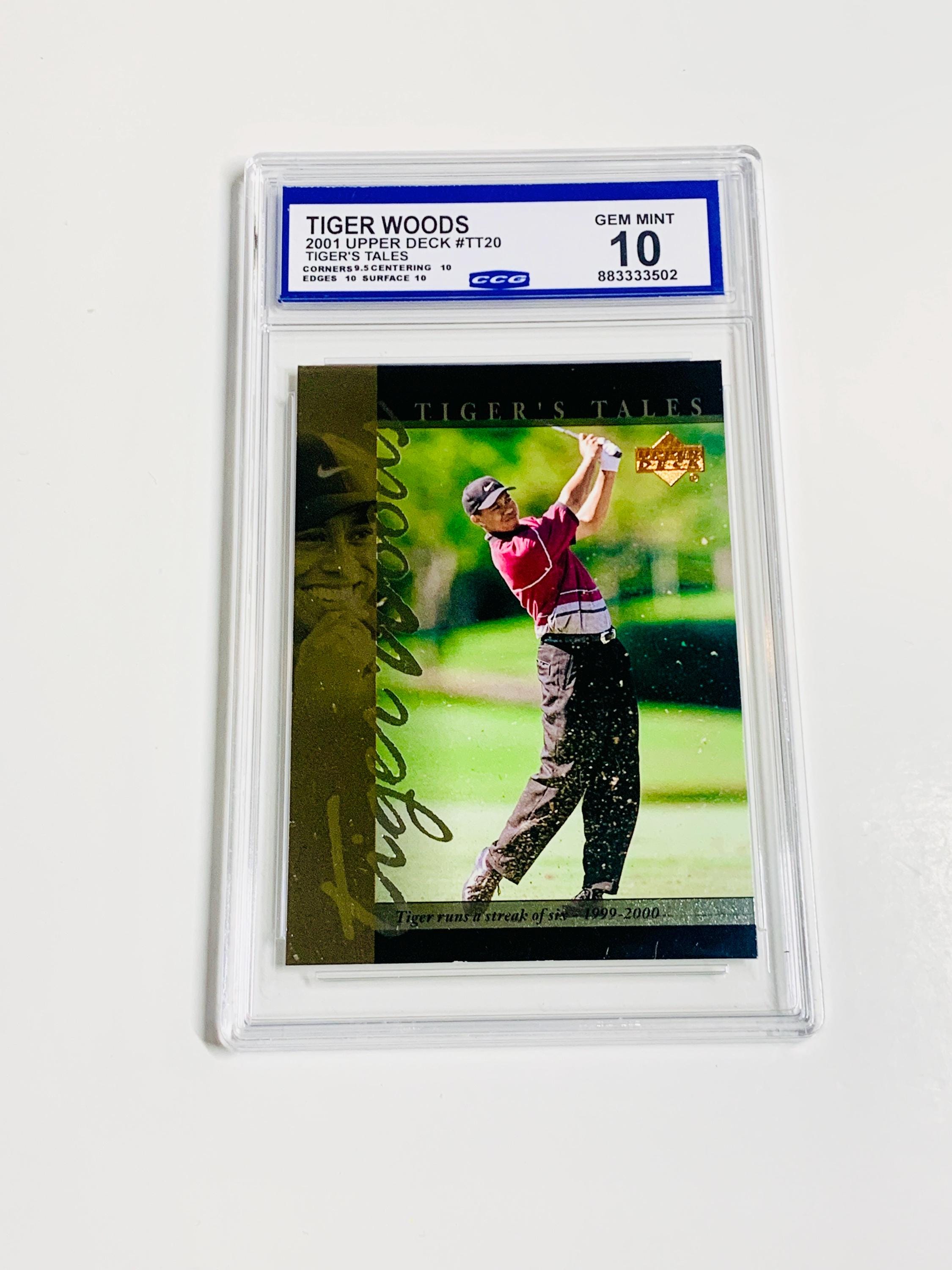 GRADED 10 TIGER WOODS Rookie Card 2001 Upper Deck Tiger's Tales