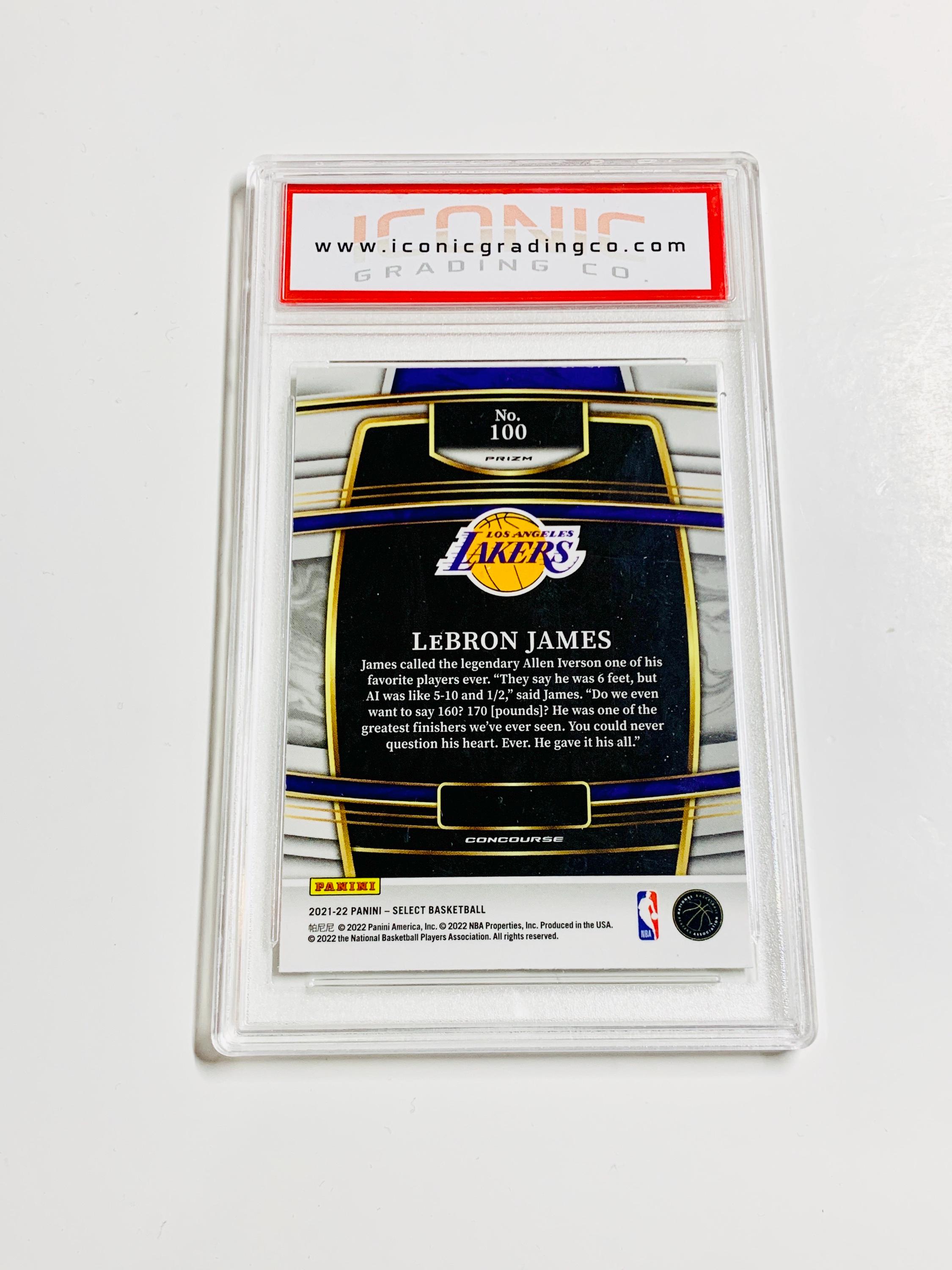 GRADED Lebron JAMES 2021 Select SILVER Prizm #100 Los Angeles
