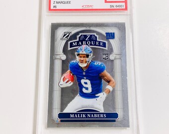CALIFICACIÓN 10 Tarjeta de novato de MALIK NABERS 2024 Zenith Z Marquee #6 Tarjeta impecable de los New York Giants