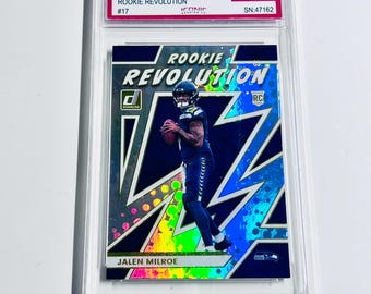 GRADED 10 JALEN MILROE Rookie Card 2025 Donruss Rookie Revolution #17 Seattle Seahawks Pristine Card