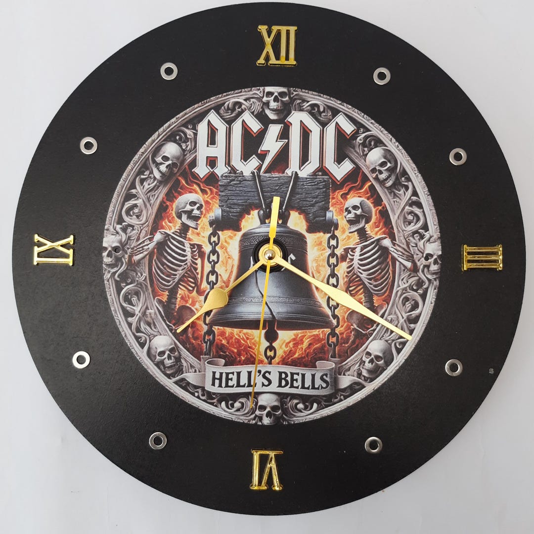 AC/DC Hells Bells 30 Cm Wall Clock - Vintage Replica Rock Sign for Home ...