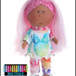 Conjunto de muñeca con lazos para la cabeza de RAINBOW MOUSE, conjunto de mini mia, conjunto para muñecas Mia, leggings para Mia, conjunto de mini mia, conjunto de muñeca de 18 pulgadas