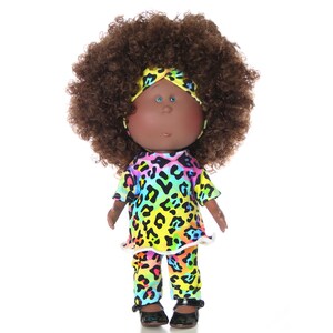 Conjunto de muñeca RAINBOW CHEETAH, conjunto de leopardo para muñecas Mia, conjunto mini Mia, vestido de muñeca Mia, leggings para muñeca Mia, ropa para muñeca Mia