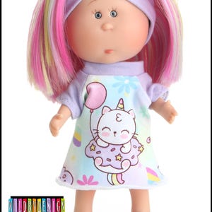 Vestido mini mia CATICORN, Vestido swing para muñecas mini Mia, vestido mini mia, mini mia gatita unicornio, vestido mini mia unicornio gato, vestido mini mia
