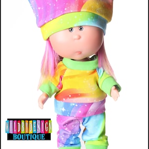 Conjunto de muñeca mia RAINBOW WAVES, conjunto de muñeca mini mia, camisa y pantalones mio, conjunto de muñeca de 9 pulgadas, conjunto de muñeca de 12 pulgadas, ropa de muñeca arcoíris