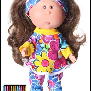 GROOVY FLOWERS traje de muñeca mia, traje de muñeca mini mia, camisa y pantalones mia, traje de muñeca de 9 pulgadas, traje de muñeca de 12 pulgadas, ropa de muñeca de princesa