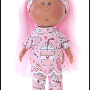 Conjunto de muñeca VALENTINE HEARTS, conjunto mini mia, conjunto Latte Valentine para muñecas Mia, muñeca Mia, leggings para muñeca Mia, ropa para muñecas Mia