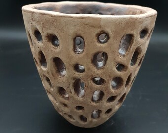 Vaso in terracotta Fatto a Mano, ottimale traspirazione, fori laterali