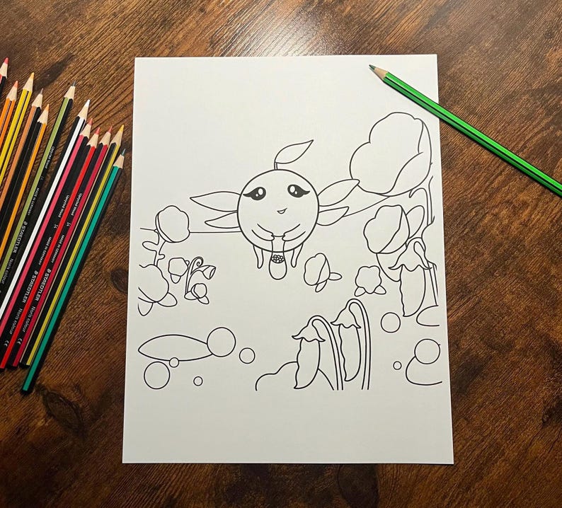 Bizzy the Bee Pea - Printable Coloring Page | Cute Whimsical Nature ...