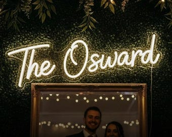 Custom Wedding Name Light, Rustic Wedding Sign, Family Name Neon Light, Battery Operated Neon, Bride and Groom Neon, Wedding Reception Neon