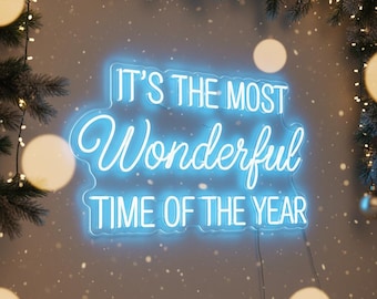 custom christmas neon sign | “wonderful time of the year” led Wall Decor| Personalized LED Light | Fast Shipping to USA | DDP Included