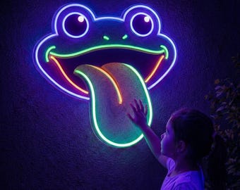 Custom Frog Neon Sign, Custom Neon Sign For Kids Bedroom, Home Decor, Bedroom Decor, Personalized Gift For Kids, Kids Room Decor, Wall Decor