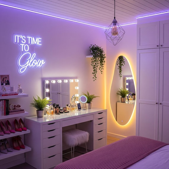 Custom Hello Kitty LED Mirror | Personalized Neon Wall Decor for Makeup Vanity or Kids Room | Cute Aesthetic Gift | Fast Shipping to USA